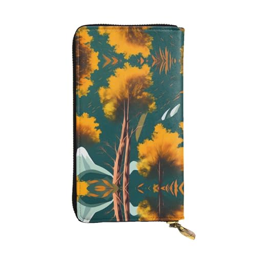 Pigs in Farm Ledergeldbörse für Damen und Herren, große Geldscheine mit 12 Kartenfächern, Brieftasche, Reisepasshülle, National Parks Sonnenschein Bäume, Einheitsgröße von LXqlSS