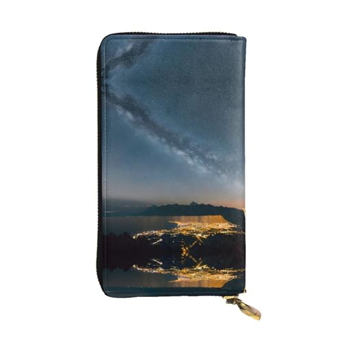 Pigs in Farm Ledergeldbörse für Damen und Herren, große Geldscheine mit 12 Kartenfächern, Brieftasche, Reisepasshülle, Night Sky Sunset, Einheitsgröße von LXqlSS