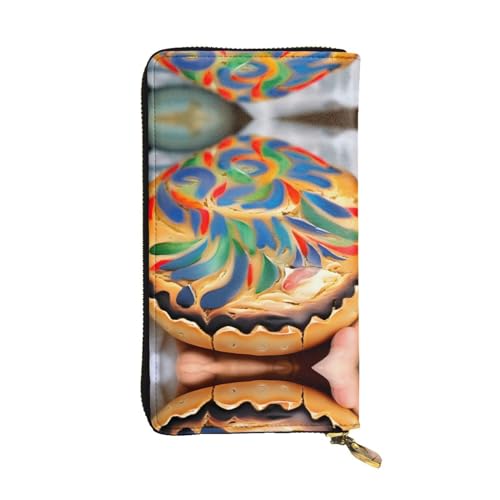 Rainbow Lines Ledergeldbörse für Damen und Herren, große Geldscheine mit 12 Kartenfächern, Brieftasche, Reisepasshülle, Bemaltes Brot, Einheitsgröße von LXqlSS