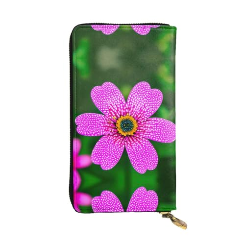 Rainbow Lines Ledergeldbörse für Damen und Herren, große Geldscheine mit 12 Kartenfächern, Brieftasche, Reisepasshülle, Gepunktete rosa Blume, Einheitsgröße von LXqlSS