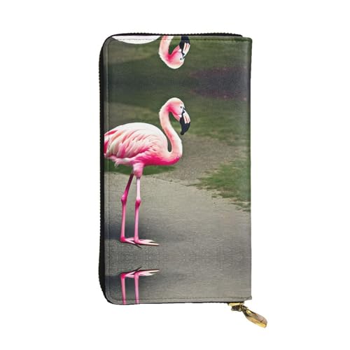 Rainbow Lines Ledergeldbörse für Damen und Herren, große Geldscheine mit 12 Kartenfächern, Brieftasche, Reisepasshülle, Rosa Flamingo, Einheitsgröße von LXqlSS