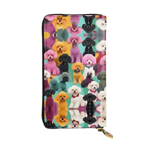 Rainbow Stars Ledergeldbörse für Damen und Herren, große Geldscheine mit 12 Kartenfächern, Brieftasche, Reisepasshülle, Pudel Hunde, Einheitsgröße von LXqlSS