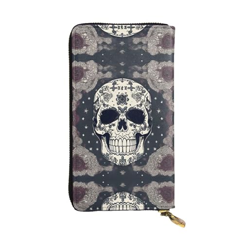Seestern-Fischernetz-Ledergeldbörsen für Damen und Herren, große Geldscheine mit 12 Kartenfächern, Brieftasche, Reisepasshülle, Totenkopf Yoga und Blume, Einheitsgröße von LXqlSS