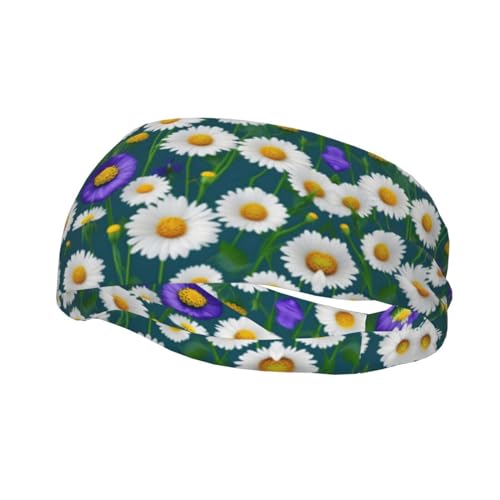 Sportliche Ausrüstung, Unisex-Stirnband mit wilden Blumen und Gänseblümchen, rutschfest, schweißableitend, für Übungen und Yoga von LXqlSS