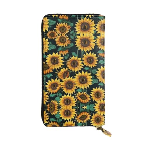 Strandlandschaften Ledergeldbörse für Damen und Herren, große Geldscheine mit 12 Kartenfächern, Brieftasche, Reisepasshülle, sonnenblume, Einheitsgröße von LXqlSS