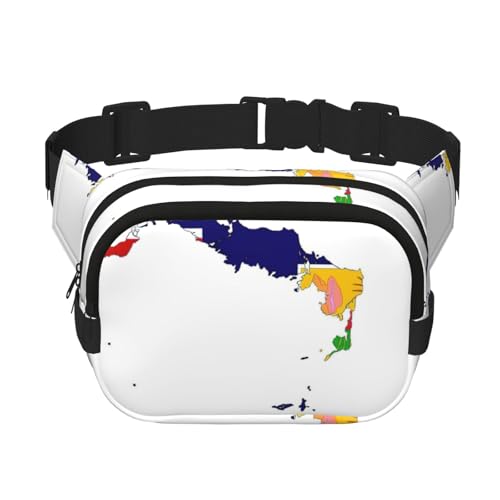 TCI Gürteltasche mit Flaggenkartendruck, niedlich, groß, schwarz, für Damen, Umhängetasche, Nylon, modische Bauchtasche, Schwarz, Einheitsgröße TCI Gürteltasche mit Flaggenkartendruck, niedlich, groß, schwarz, für Damen, Umhängetasche, Nylon, modische Bauchtasche, Schwarz, Einheitsgröße von LXqlSS