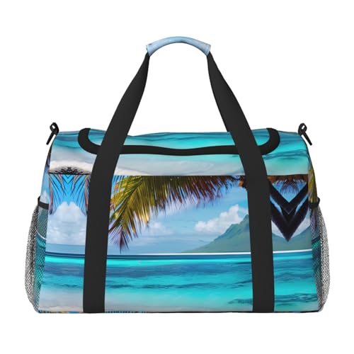 Tahiti Beach Print Weekender Übernachtung Handgepäcktasche Gym Gepäck Tasche Seesack für Reisen Damen, Schwarz, Einheitsgröße von LXqlSS