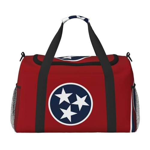 Tennessee Staatsflagge Druck Weekender Übernachtung Handgepäcktasche Gym Gepäck Tasche Seesack für Reisen Damen, Schwarz, Einheitsgröße von LXqlSS