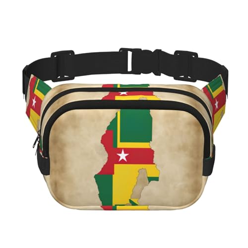 Togo-Flagge, Map01-Druck, niedlich, groß, schwarz, Bauchtasche für Damen, Umhängetasche, Nylon, modische Bauchtasche, Schwarz, Einheitsgröße Togo-Flagge, Map01-Druck, niedlich, groß, schwarz, Bauchtasche für Damen, Umhängetasche, Nylon, modische Bauchtasche, Schwarz, Einheitsgröße von LXqlSS