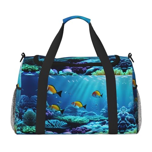 Tranquil Underwater Scenery Print Weekender Overnight Carry On Bag Gym Luggage Bag Duffel Bag for Travel Women, Schwarz, Einheitsgröße von LXqlSS