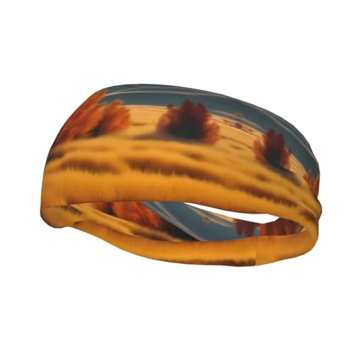 Unisex-Stirnband mit goldenem Graslandschaft, sportliches Design, rutschfest, schweißableitend, für Übungen und Yoga von LXqlSS