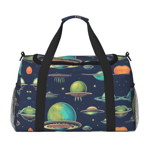 Universe Planet Print Weekender Overnight Handgepäcktasche Gym Gepäck Tasche Seesack für Reisen Damen, Schwarz, Einheitsgröße von LXqlSS