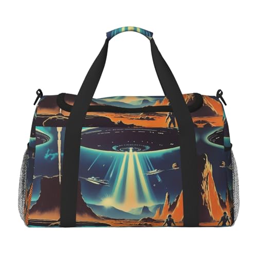 Universe Planet Print Weekender Overnight Handgepäcktasche Gym Gepäck Tasche Seesack für Reisen Damen, Schwarz, Einheitsgröße von LXqlSS