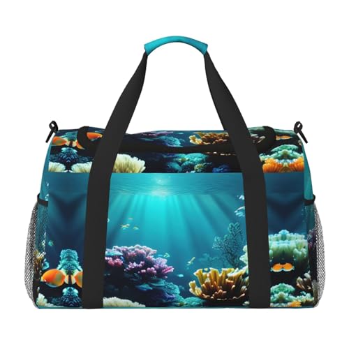 Unterwasserlandschaft Druck Weekender Übernachtung Handgepäcktasche Gym Gepäck Tasche Seesack für Reisen Damen, Schwarz, Einheitsgröße von LXqlSS