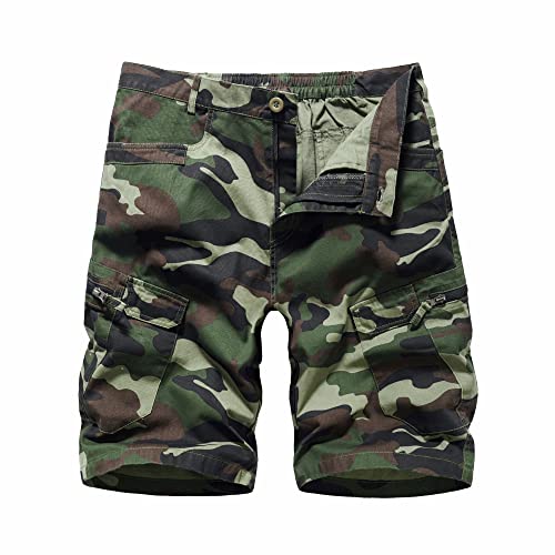 LY4U Cargo Shorts für Herren Lässige Baumwoll Camouflage Kampfshorts mit Mehreren Taschen Grün XXL von LY4U