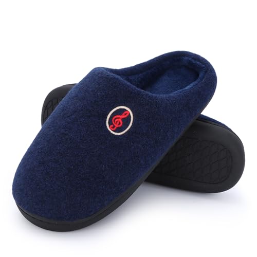 LY4U Damen Hausschuhe, Damen Memory Foam Winter Hausschuhe, Warme Weiche Hausschuhe für Frauen, Gemütliche Rutschfest Hausschuhe für Herren, Marineblau EU 42-43 von LY4U