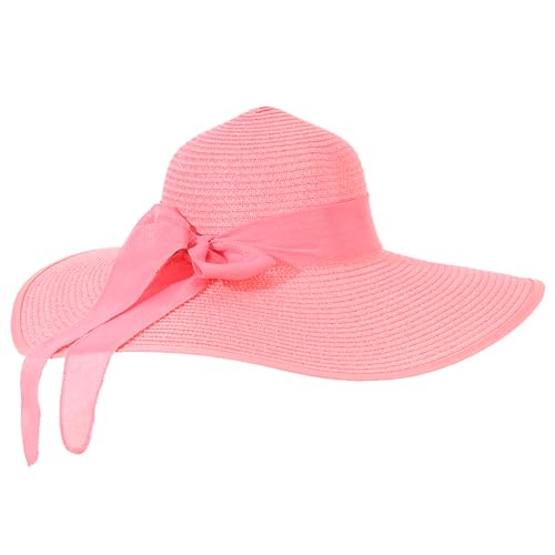 LY4U Damen Strohhut, Sommer UPF 50 Sonnenhut, Breiter Krempe Strandhut, Faltbare Roll-up Schlapphüte für Frauen Dame und Mädchen von LY4U
