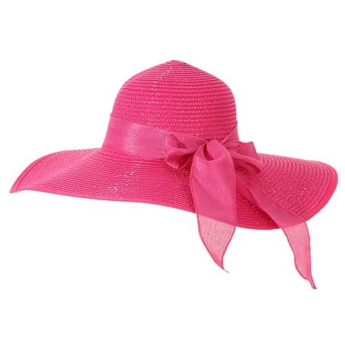 LY4U Damen Strohhut, Sommer UPF 50 Sonnenhut, Breiter Krempe Strandhut, Faltbare Roll-up Schlapphüte für Frauen Dame und Mädchen von LY4U
