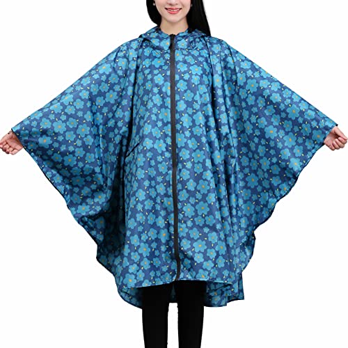 LY4U Damen Wasserdichter Regen Poncho Mantel Herren Wiederverwendbare Leichte Outdoor Regenmäntel Reißverschluss Regenbekleidung Regenjacke mit Kapuze von LY4U