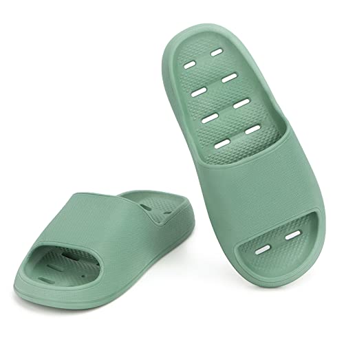 LY4U Duschpantoffeln für Damen, Superweiche Badezimmerschuhe, Rutschfeste Hausschuhe, Schnell Trocknende Pool-Strand-Slipper, Grün EU 40-41 von LY4U