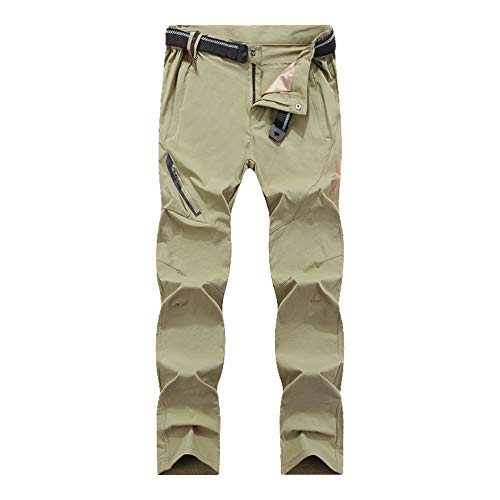 LY4U Herren Arbeitshose Atmungsaktiv Lässig Outdoor Angeln Wandern Hose mit Reißverschlusstaschen Khaki EU S(Tag XL) von LY4U