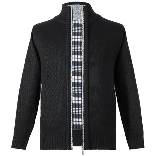 LY4U Herren Cardigan Full Zip Strickpullover, Stehkragenpullover für Herren Langarm, Dicker Pullover Slim Fit von LY4U