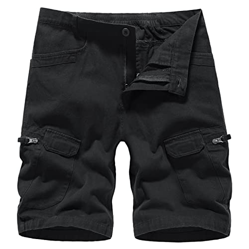 LY4U Herren Outdoor Cargo Shorts Atmungsaktiv Klettern Wandern Shorts Multi-Pocket Hose Schwarz XL（Taille 94cm） von LY4U