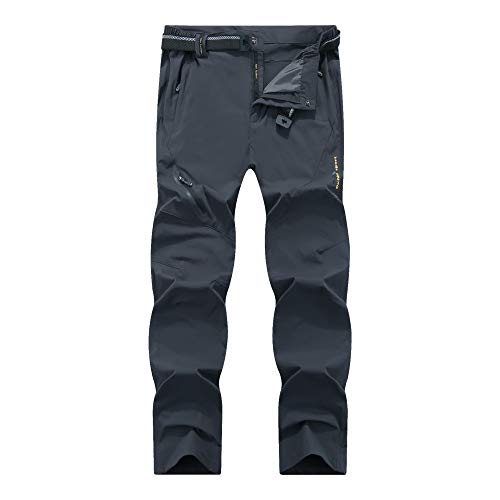 LY4U Herren Outdoor Dünne Wanderhose Leichte Fischerhose mit Mehreren Reißverschlusstaschen Dunkelgrau EU S(Tag XL) von LY4U