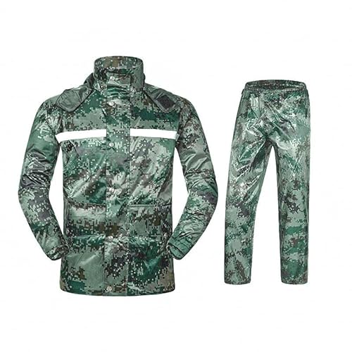 LY4U Herren Regenanzug Wasserdichte Jacke & Hose Anzug Regenmantel Outdoor Regenjacke Kapuze Regenbekleidung Camouflage S von LY4U