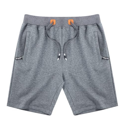 LY4U Herren Sommer Baumwoll Freizeit Shorts mit Elastischen Taillentaschen Dunkelgrau L von LY4U