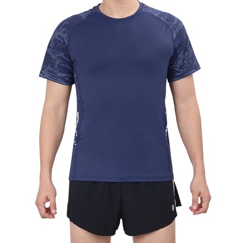 LY4U Herren UPF 50+ Rash Guard Kurzarm-Schwimmshirt, Schnell Trocknend Surfen Pool Workout Strand Laufen Sport Top von LY4U