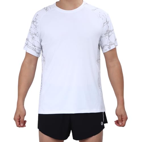 LY4U Herren UPF 50+ Rash Guard Kurzarm-Schwimmshirt, Schnell Trocknend Surfen Pool Workout Strand Laufen Sport Top von LY4U