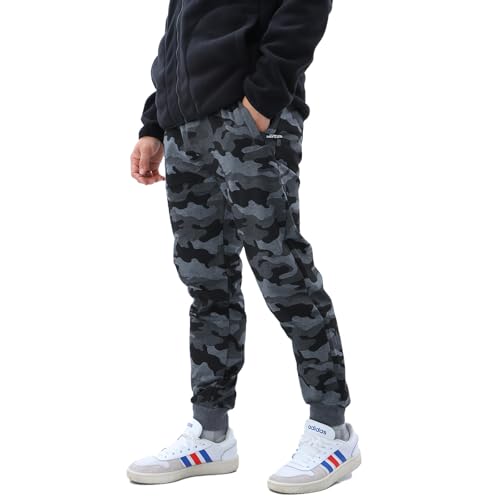 LY4U Trainingshose für Herren, Camouflage Jogginghose mit Reißverschlusstasche, Kuschelige Atmungsaktive Sporthose mit Elastischem Bund, Lässige Jogginghose für das Lauftraining, Grau L von LY4U