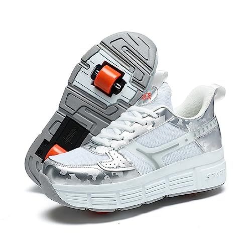 LYBANG Rollschuhe für Kinder Schuhe Mit Doppelt Rollen Automatisch Räder Rochen Skateboardschuhe Outdoor Fitnessschuhe Gymnastik Sneakers Kinder von LYBANG