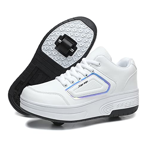 LYBANG Rollschuhe für Kinder Schuhe Mit Doppelt Rollen Automatisch Räder Rochen Skateboardschuhe Outdoor Fitnessschuhe Gymnastik Sneakers Kinder von LYBANG