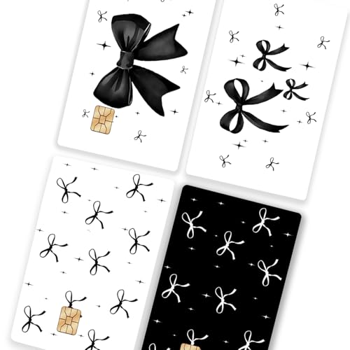 LYCNIGOO Kreditkartenhüllen-Set, 4 Stück, schwarze Schleife, Kreditkartenhüllen, niedliches PVC, wasserdicht, Anti-Falten, Bankkarten-Aufkleber für Ehefrau, Tochter, Mutter, Freunde LYCNIGOO Kreditkartenhüllen-Set, 4 Stück, schwarze Schleife, Kreditkartenhüllen, niedliches PVC, wasserdicht, Anti-Falten, Bankkarten-Aufkleber für Ehefrau, Tochter, Mutter, Freunde von LYCNIGOO