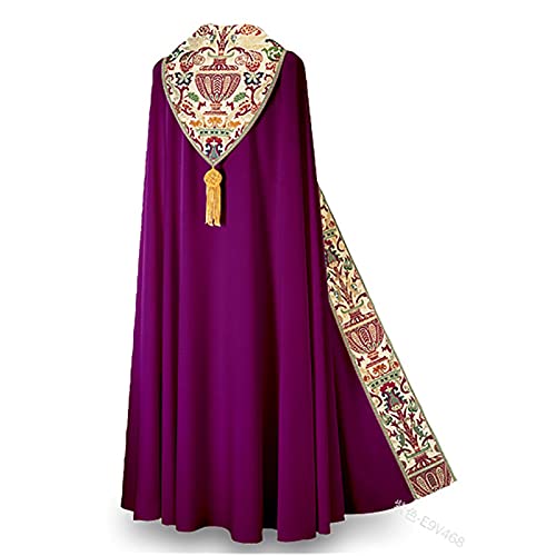 Halloween-Gebet-Roben-Männer mittelalterlicher Retro-Schal Mantelkirche Kleid Karneval Priester Mönch Mantel Capes Ritter Party Cosplay Costum (Color : Lila, Size : S) von LYDHDY