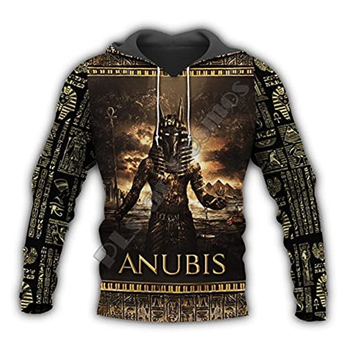 LYDHDY 3D gedruckte Hoodies - Gott des Ägyptens Altes Symbol Anubis Gesicht Reißverschluss Hoodies Frauen Männer Sweatshirts Halloween Cosplay Kostüme (Color : Hoodies, Size : L) von LYDHDY