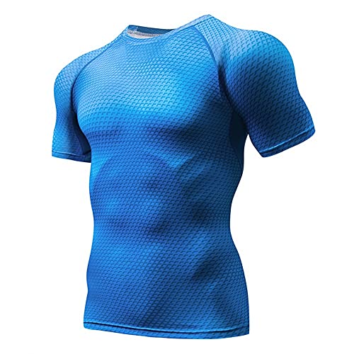 LYDHDY Radtrikot Herren Herren Kurzarm Radtrikot Sport Enge Trikots Herren Bedruckte Unterwäsche Kompressionshemd Bodybuilding Fitness O-Neck Cycling Unterwäsche (Color : Style2, Size : M) von LYDHDY