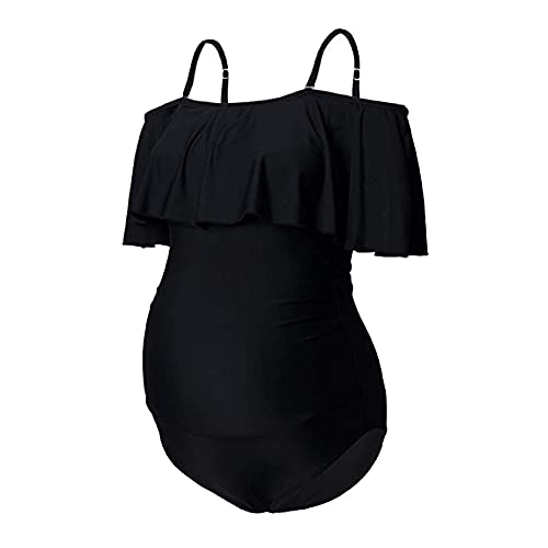 LYDHDY Umstands-Badeanzug für Frauen, Einteiliger Schwangerschafts-Badeanzug Badeanzug Schwimmkostüm Plus Size Umstands-Bademode für Frauen Schwangerschaftskleidp (Color : Black 9619, Size : XL) von LYDHDY