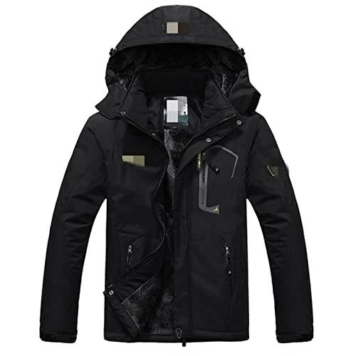 LYDHDY Winterjacke Männer Samt warm Winddicht Parka Herren wasserdichte Outdoorsports Militärische Kapuzenjacken Mäntel (Color : Noir, Size : 5XL) von LYDHDY