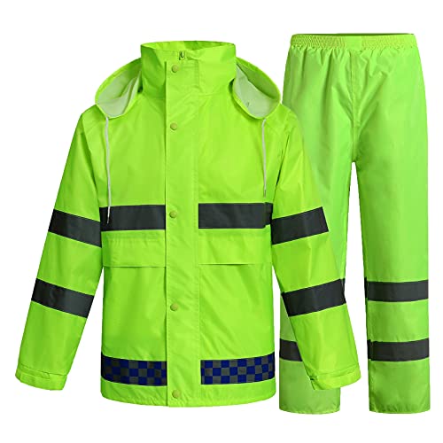 Motorrad Regenanzug Wasserdichte Nylon Regenmantel Jacke Hosen Set Outdoor Männer Poncho Regenmantel Wandern Tragbare Dicke Regenjacke Winter Regenmantel (Color : A, Size : 3XL) von LYDHDY