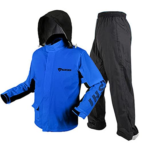 Motorrad Regenmantel und Regenhose Erwachsene Regenmantel Regenhose Set Split Regenmantel Männer Motorrad Reiten Regenmantel Anzug Leichte Männer und Frauen Outdoor-Angeln ( Color : Blue , Size : L ) von LYDHDY