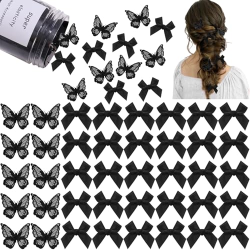 LYDZTION 40 Stück Stickerei-Schmetterling-Haarspangen, kleine Schleifen für Haarschleifen, Bänder für Mädchen, süße Schleife, Haarspangen, rutschfeste Haarspangen, Schmetterlings-Haarschmuck für LYDZTION 40 Stück Stickerei-Schmetterling-Haarspangen, kleine Schleifen für Haarschleifen, Bänder für Mädchen, süße Schleife, Haarspangen, rutschfeste Haarspangen, Schmetterlings-Haarschmuck für von LYDZTION