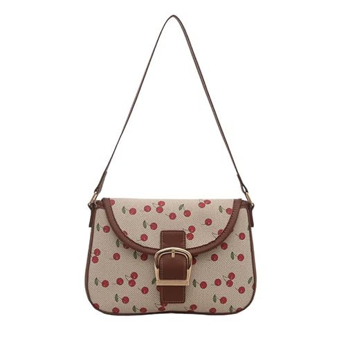 Cherry Print Crossbody Bag Fashion Schulterhandtasche für Mädchen Frauen (braun) von LYEAA