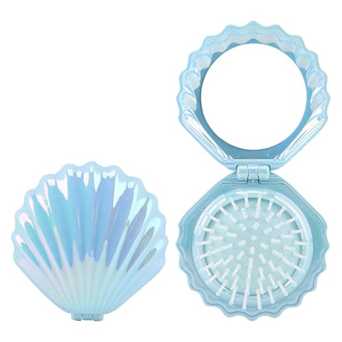 Faltbare Schalenform Kamm tragbares Mini -Haarkamm für Frauen Mädchen (blau) von LYEAA