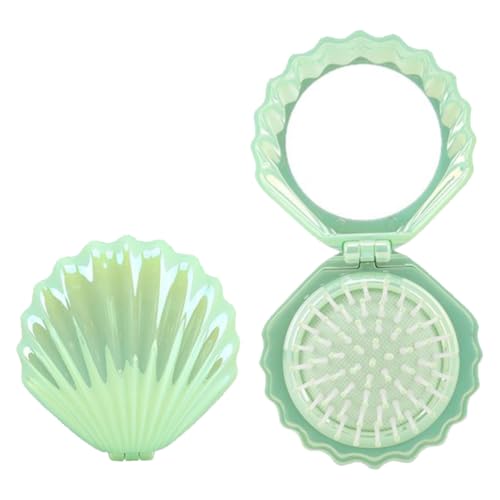 Faltbare Schalenform Kamm tragbares Mini -Haarkamm für Frauen Mädchen (grün) von LYEAA