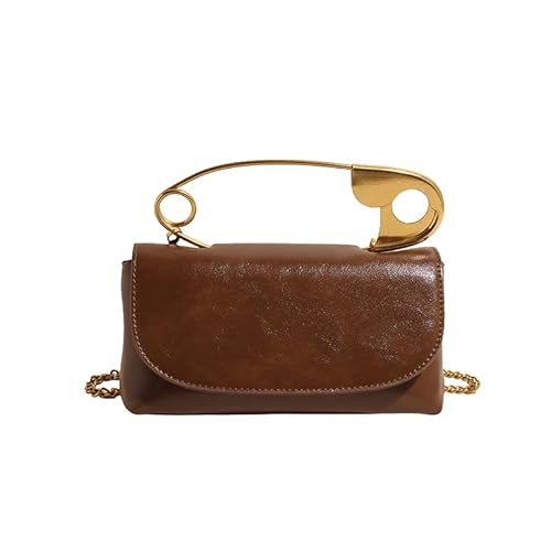 Frauen kreative Pin -Handtasche mit Kettenpu -Leder -Crossbody -Tasche (hellbraun) von LYEAA