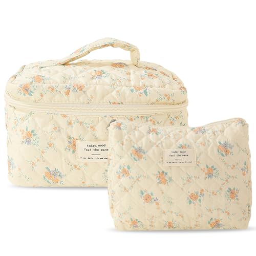 LYEAA 2PCS Kosmetische Organisator -Tasche große Kapazität Frauen gesteppt Make -up -Tasche tragbare Kosmetikbeutel Ästhetik für Outdoor -Reise (Stil Zwei) von LYEAA