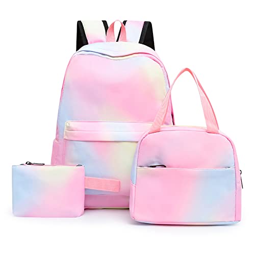 LYEAA 3-teiliges Taschen-Set, Rucksack, Mittagessen, Geldbörse, Bleistiftbeutel, großes Fassungsvermögen, Studenten, Schule, Büchertasche, lässig, isoliert, for Mädchen, Schulrucksack, Teenager, von LYEAA